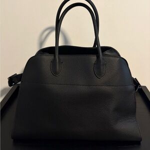LARGE Pebbled Leather Tote Bag, Elegant Black Leather Handbag